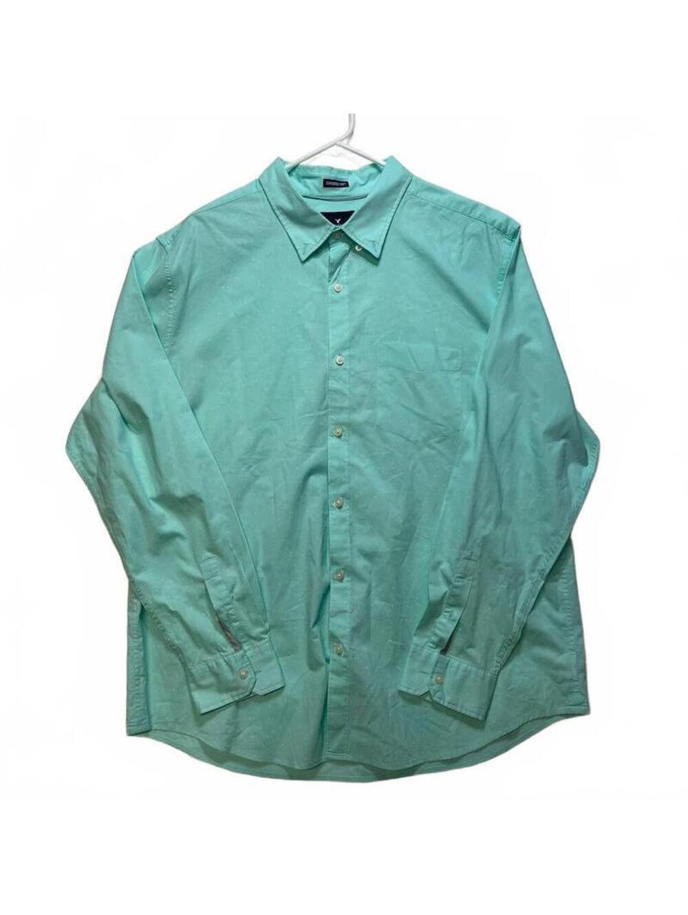 American Eagle Men's Mint Green Button Up Shirt XXL 100% Cotton Dotted